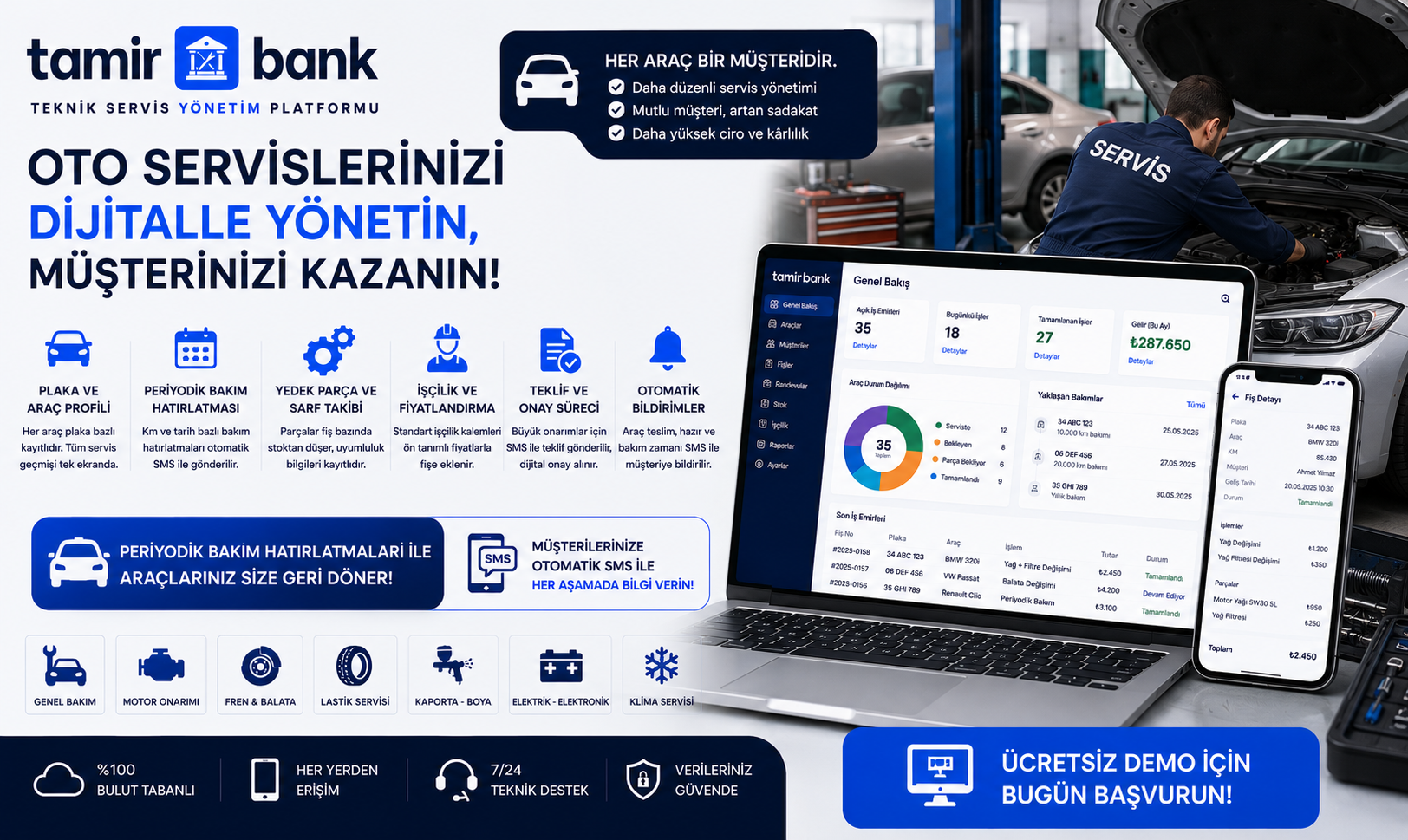 Oto Servisleri İçin Teknik Servis Yönetim Yazılımı