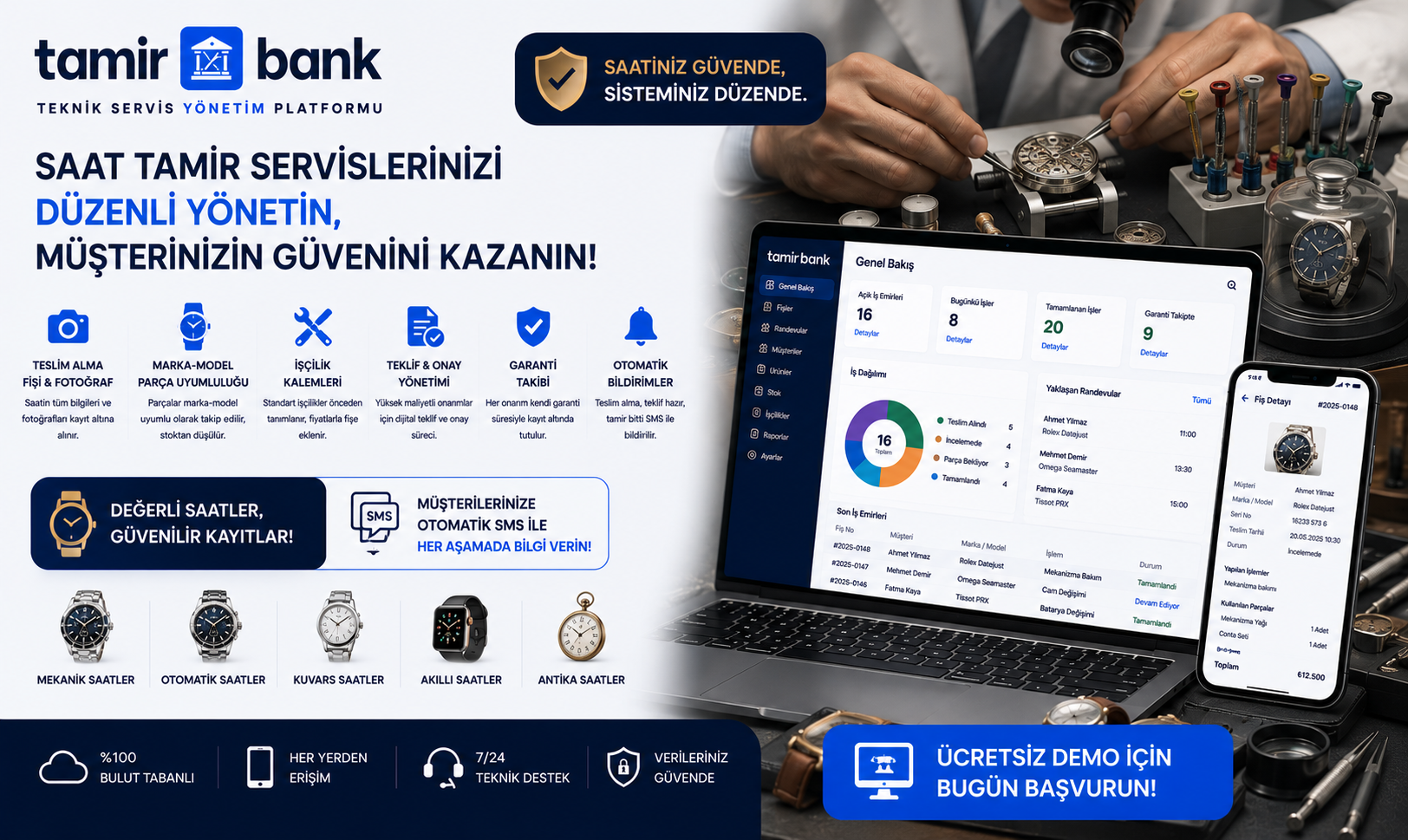 Saat Tamircileri İçin Teknik Servis Yönetim Yazılımı