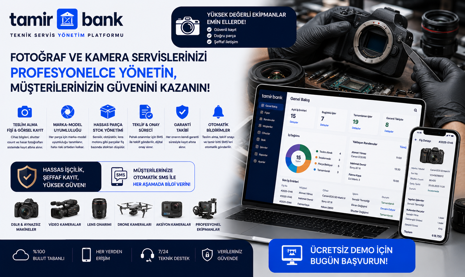 Fotoğraf ve Kamera Servisleri İçin Teknik Servis Yönetim Yazılımı
