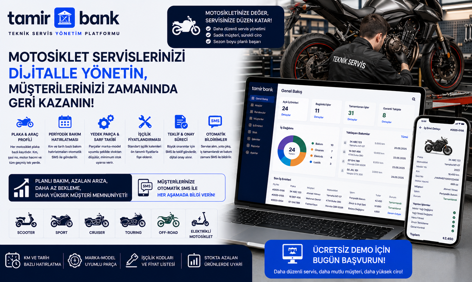 Motosiklet Servisleri İçin Teknik Servis Yönetim Yazılımı