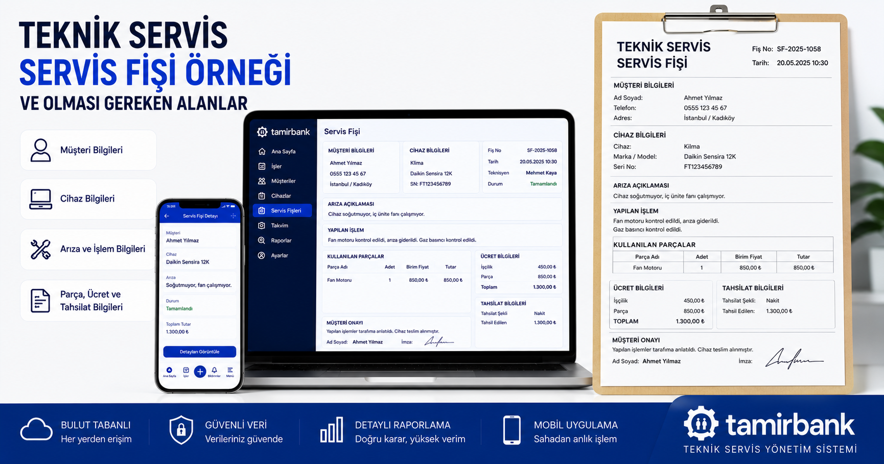 Teknik Servis Servis Fişi Örneği ve Olması Gereken Alanlar