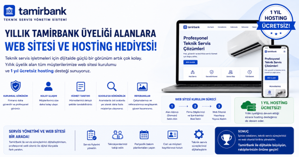 Yıllık TamirBank Üyeliği Alanlara Web Sitesi ve Hosting Hediyesi